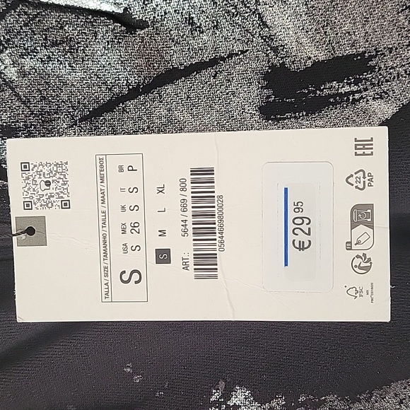 ZARA Foil Metalic Paint Joggers, Sweatpants,Barrel Pants, S, Black, NWT - Picture 9 of 11